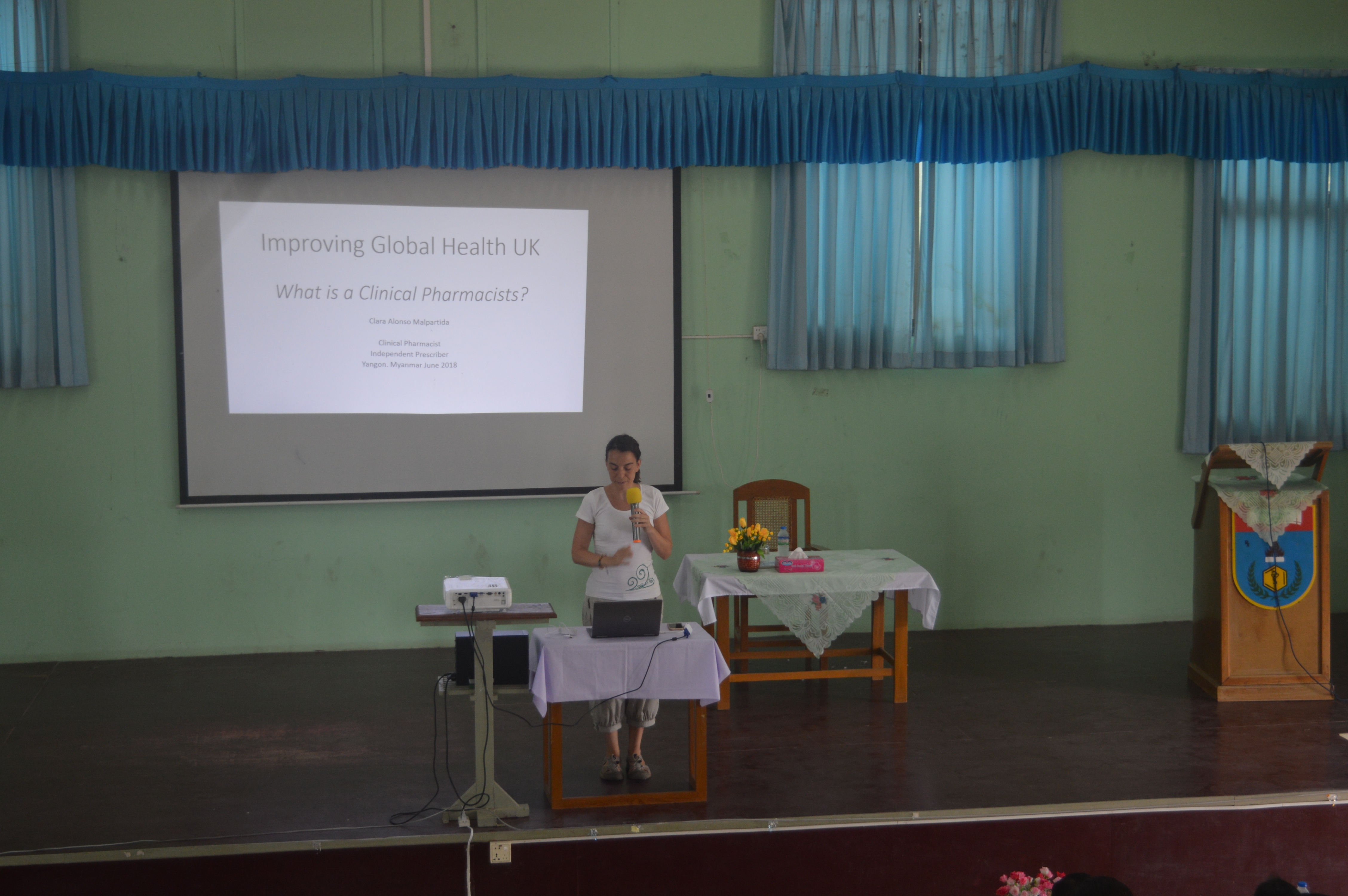 "Role of Pharmacist in Hospital" presentation by Clara Alongson, Clinical Phharmacist from NHS England in Myanmar                                                                                                                                                                                                                                                                                                                                                                                                                                                                                                                                                                                                                                                                                                                                                                                                                                                                                                                                                                                                                                                                                                                               